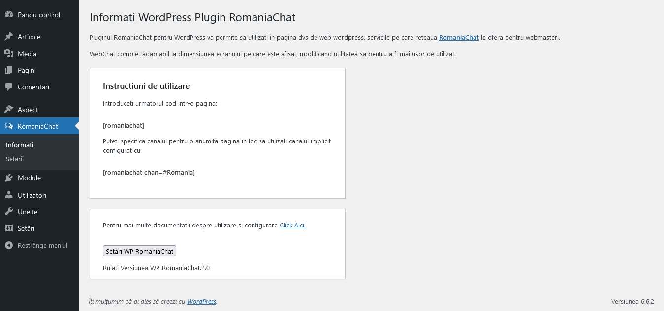 cauta pluginul romaniachat